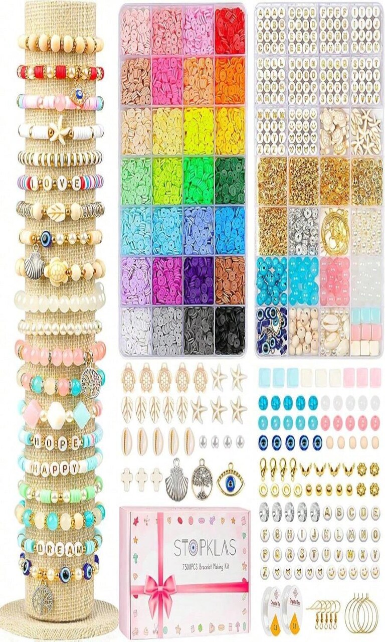 5000 Clay Beads Bracelet Making Kit, 15 Colors Flat Round Polymer Clay Beads For Jewelry Making